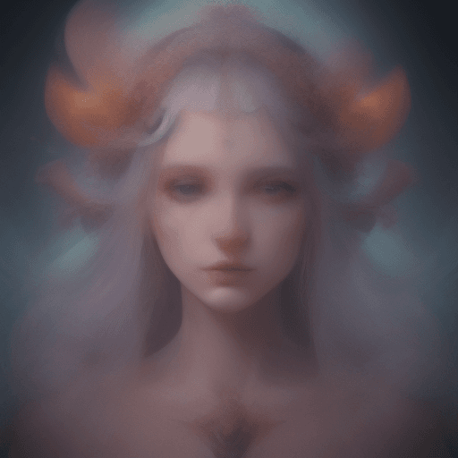 AI generated: Goddess close-up portrait ribcagel. jellyfish phoenix head, nautilus, orchid, skull, betta fish, bio...