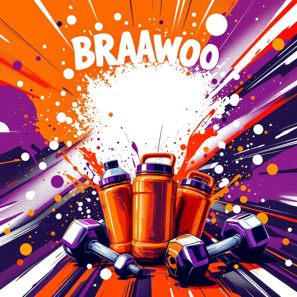 AI generated: Dynamic graphic in a comic-book style featuring a vibrant and energetic background. The background i...