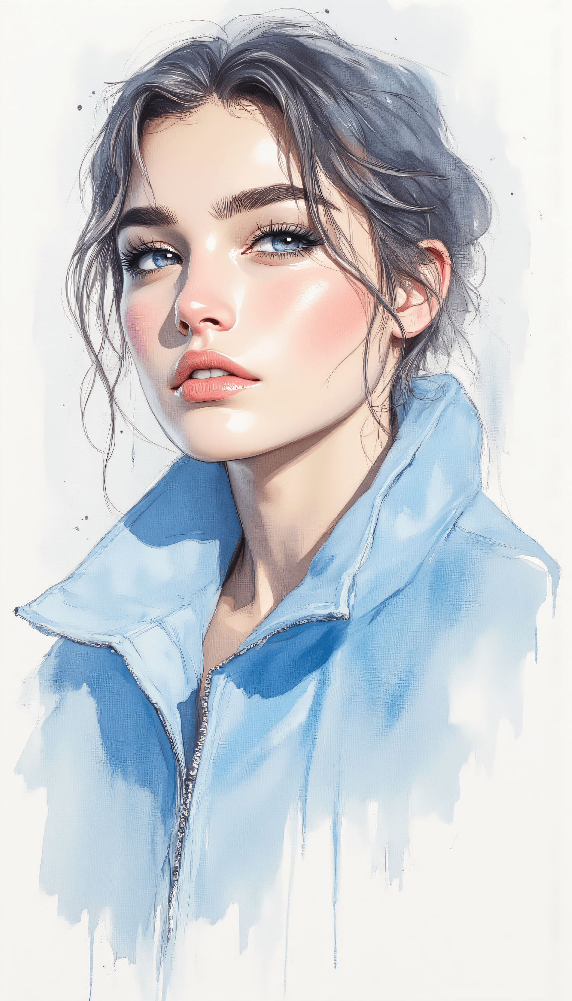 AI generated: Create a portrait of a young woman using an ethereal approach with extremely subtle tonal variations...