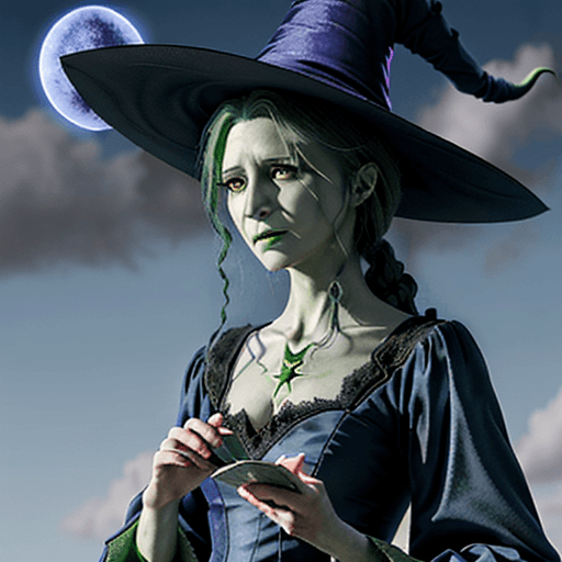 AI generated: Elphaba, Wicked,  anime, "Wicked Witch of the West", Type-Moon, Caster