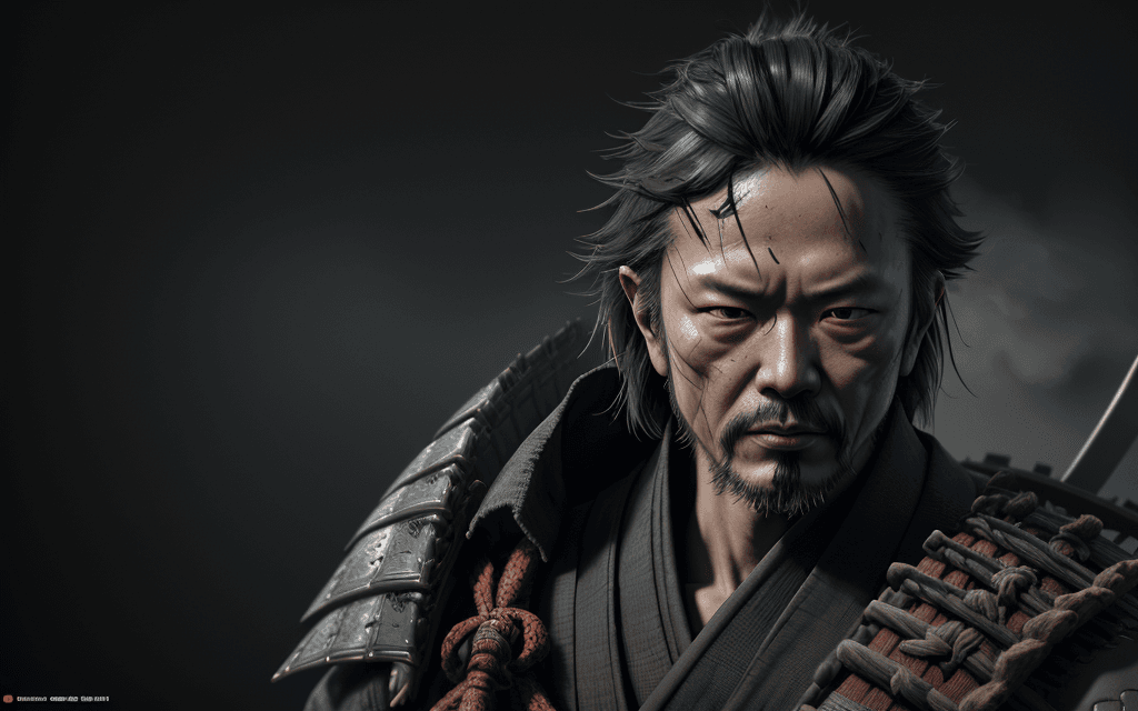 AI generated: 11th-century samurai in the style of Yoji Shinkawa, Volumetric light, hyperrealism, volumetric fog, ...
