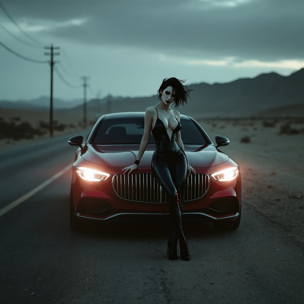 AI generated: a professional photo of a exceptionally of a Hyper-realistic futuristic portrait of a stunning vampi...