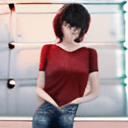 AI generated: (25:1.3) year old (sexy:1.3) (asian:1.1) (woman:1.1) with (dark:1.2) short hair, red eye shadow, wea...