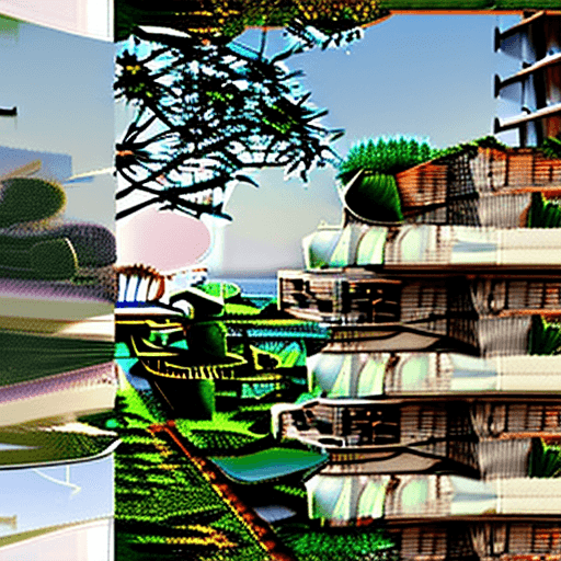 AI generated: detailed urban settlement, modern African motifs for facades, futuristic and parametric detail infus...