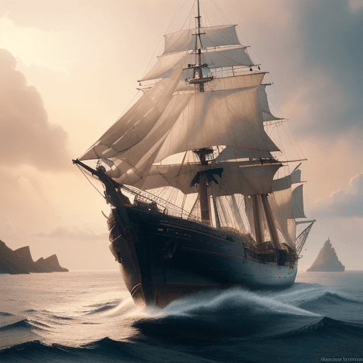 AI generated: Photo of a ultra realistic sailing ship, dramatic light, pale sunrise, cinematic lighting, battered,...
