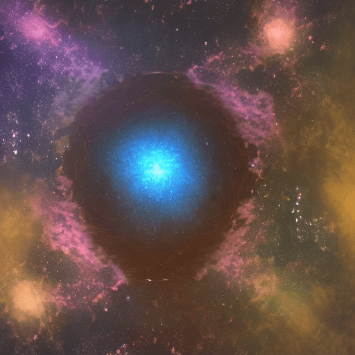 AI generated: galaxies, spirals, space, nebulae, stars, smoke, iridescent, intricate detail, in the shape of a gui...