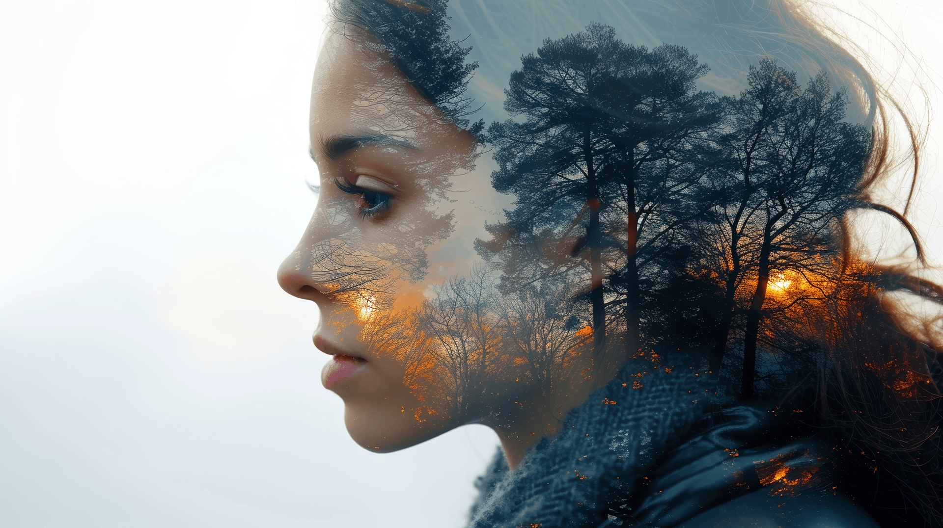 AI generated: double exposure complex photo, extremely dynamic, beautiful, vintage --ar 16:9 --stylize 750