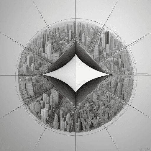 AI generated: a simple geometric composition in a drawing on the theme of the City of the future consisting of bla...
