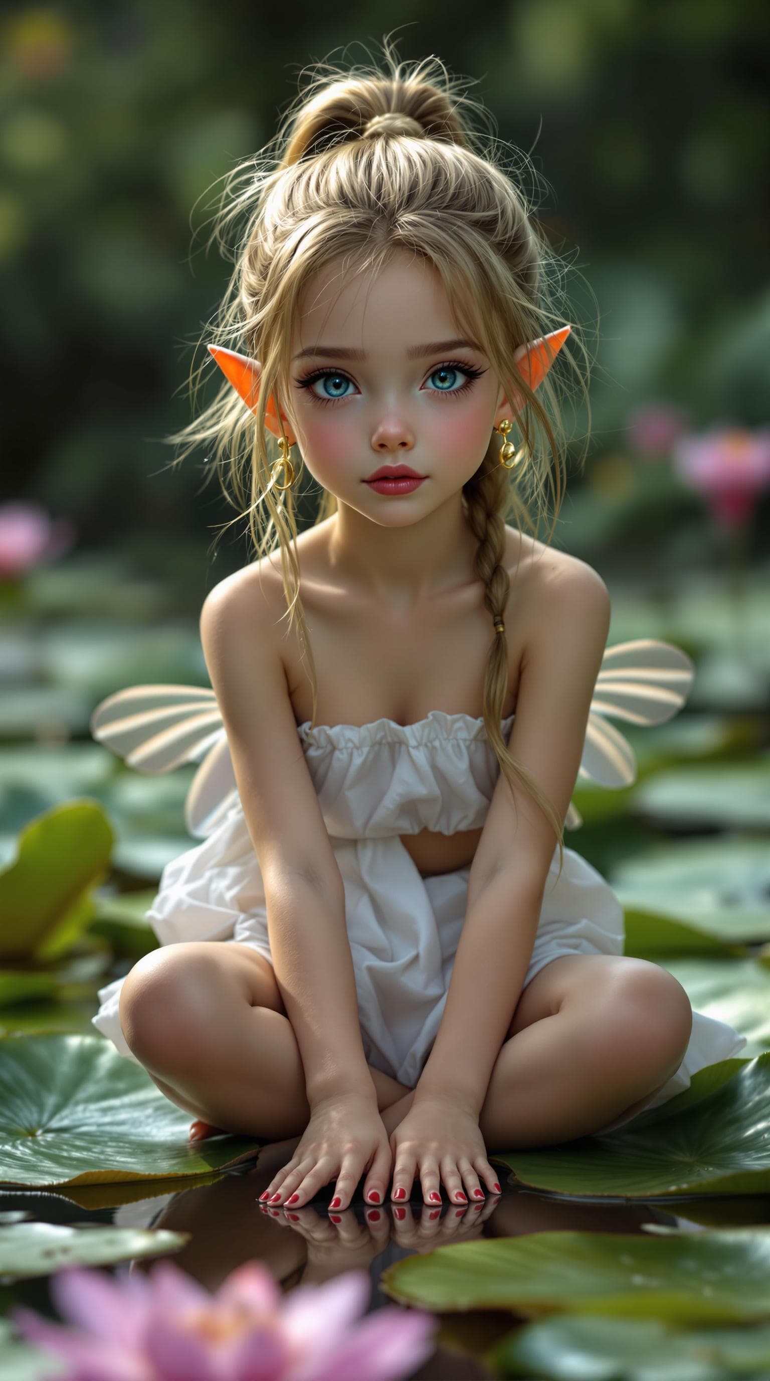 AI generated: a professional photo of a exceptionally beautiful girl in the world (age 7), (seven year old), tiny ...