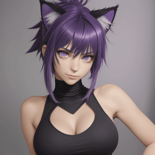AI generated: score_9,score_8_up,score_7_up, source_anime, 1catgirl, purple cat ears, purple cat tail, medium hair...