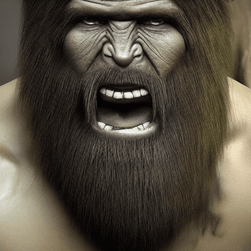 AI generated: hyperrealistic human caveman | green tatoos | dark skin | strong jaw | glaring 

