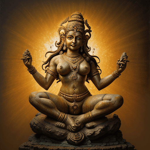 AI generated: stunning Oil painting rendered in an impressionistic style of Beautiful Hindu goddess Devi Durga Lio...