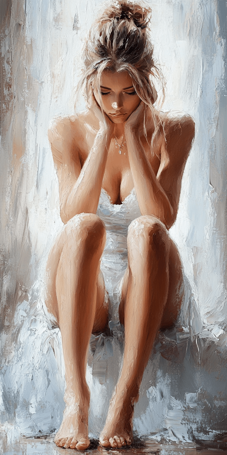 AI generated: a painting of a woman sitting near a window, in the style of beautiful women, playfully intricate, h...