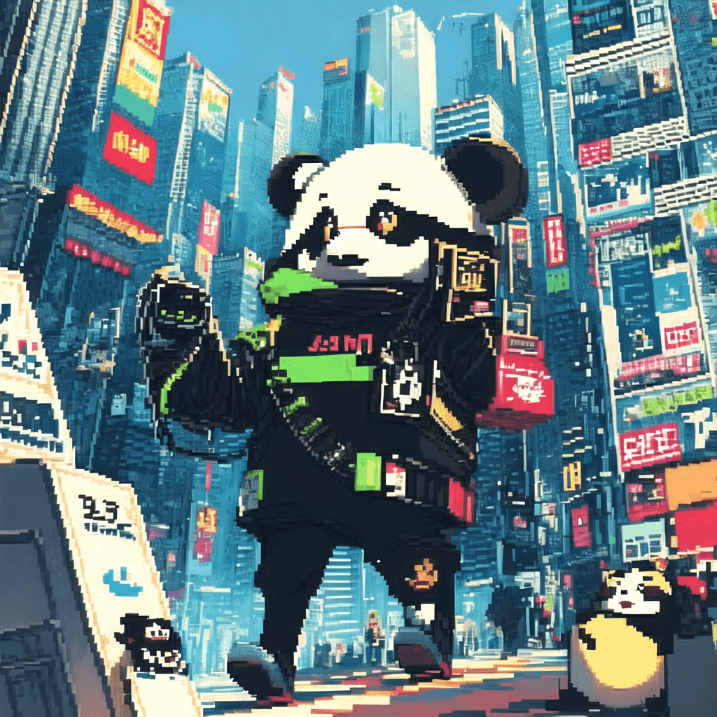 AI generated: cyberpunk panda, pixel art <lora:pixelartV3:0.6000000000000001>