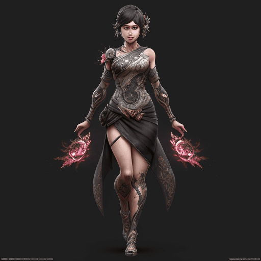 AI generated: Full body portrait of game character, adorably gorgeous goddes, with eyes hyperdetailed, walk motion...
