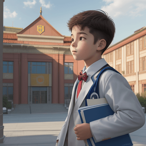AI generated: A boy is dreaming that he is becoming a doctor. He is wearing a bag and sees a doctor coming out in ...