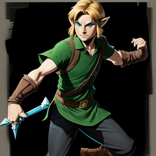 AI generated:  comic book art, LINK FROM ZELDA, full body, black background ,highly detailed, in the style of Stan...