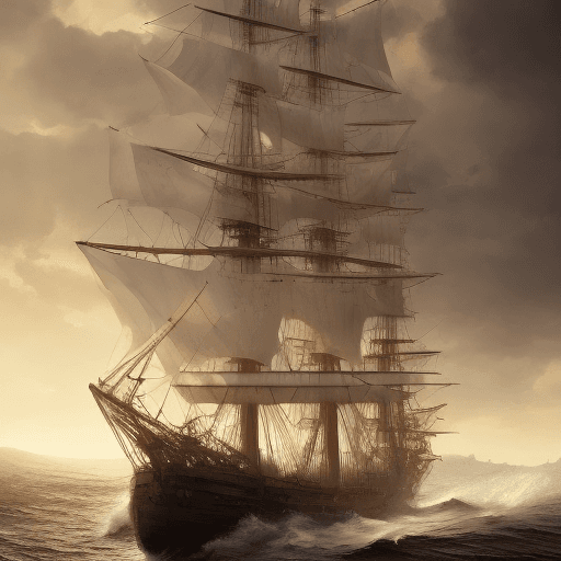 AI generated: Photo of a ultra realistic sailing ship, dramatic light, pale sunrise, cinematic lighting, battered,...