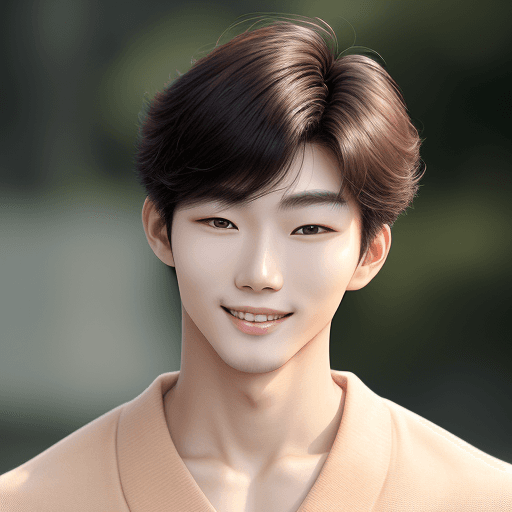 AI generated: captivating close-up portrait, young South Korean guy, 24 years, warm smile in solo pose, looking st...