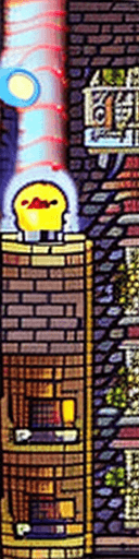 AI generated: scene from studio ghibli's sewer adventures where the wizard stands in a waist - deep river holding ...