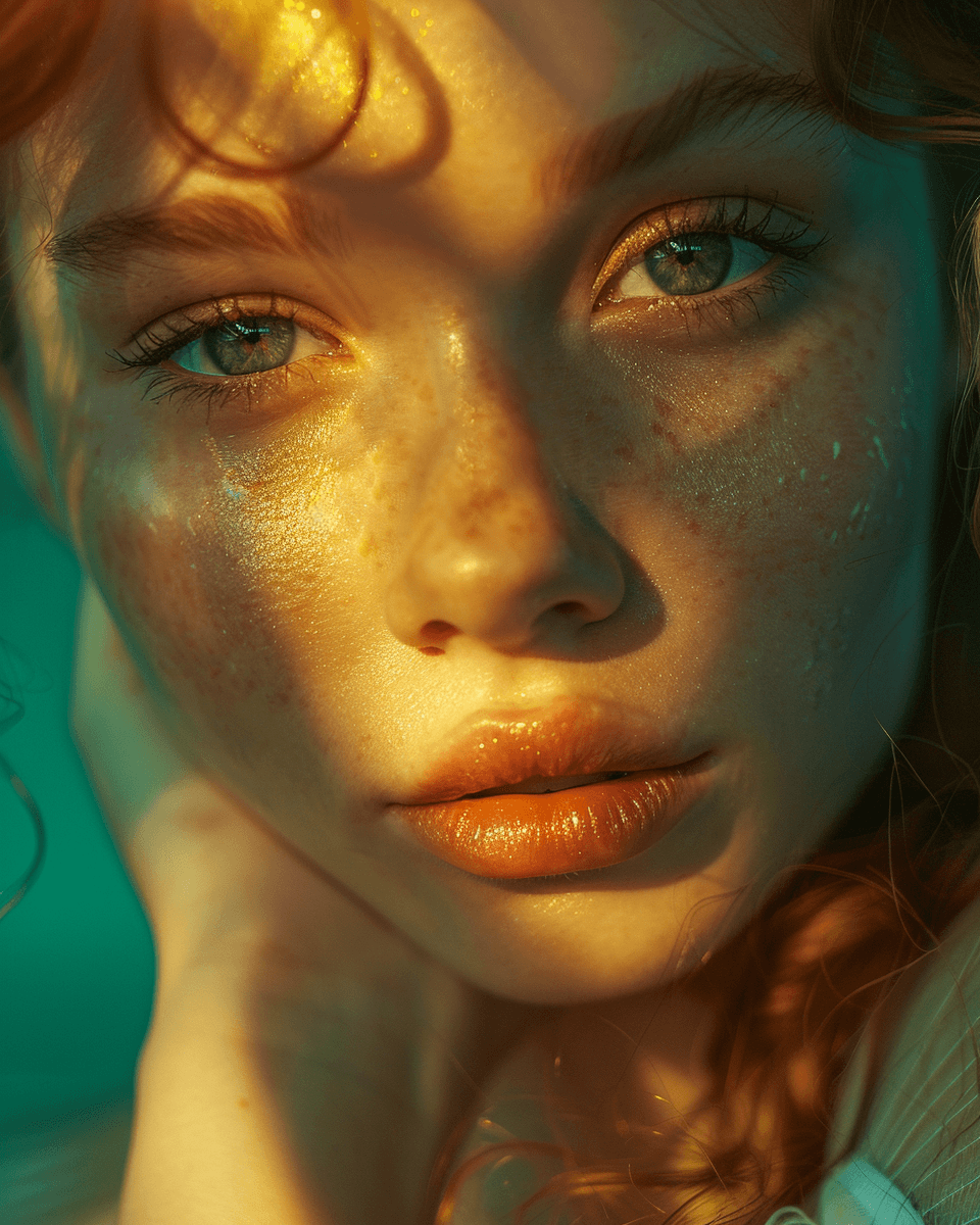AI generated: laura johnson hollywood's latest model beauty photography, in the style of elsa bleda, light emerald...