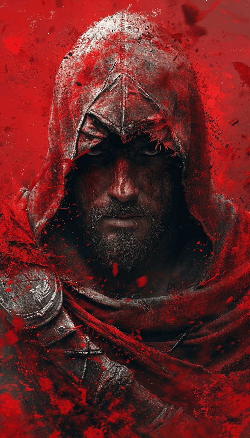 AI generated: the cover of assassin's creed, in the style of hellenistic art, maroon, realistic hyper-detail, 32k ...