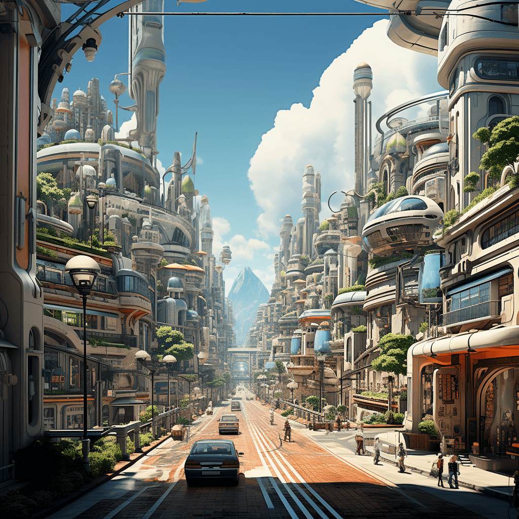 AI generated: retrofuturism style, big city