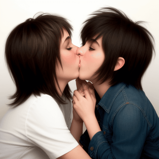 AI generated: Lesbian girls kiss