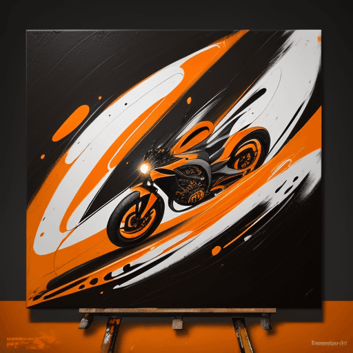 AI generated: the painting is colored in orange, black and yellow, in the style of complex compositions, dark whit...