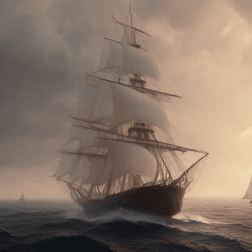 AI generated: Photo of a ultra realistic sailing ship, dramatic light, pale sunrise, cinematic lighting, battered,...