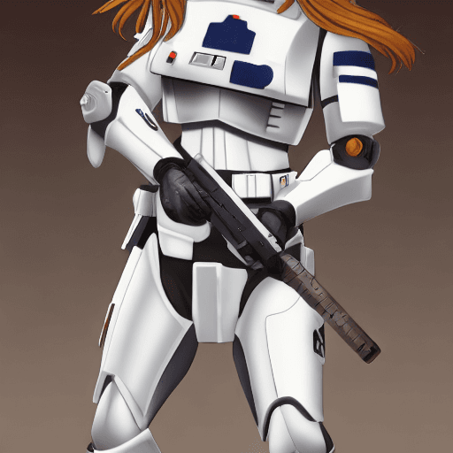 AI generated: girls und panzer, 2d, nishizumi miho, 501st Legion clone trooper armor, white and blue markings, vol...