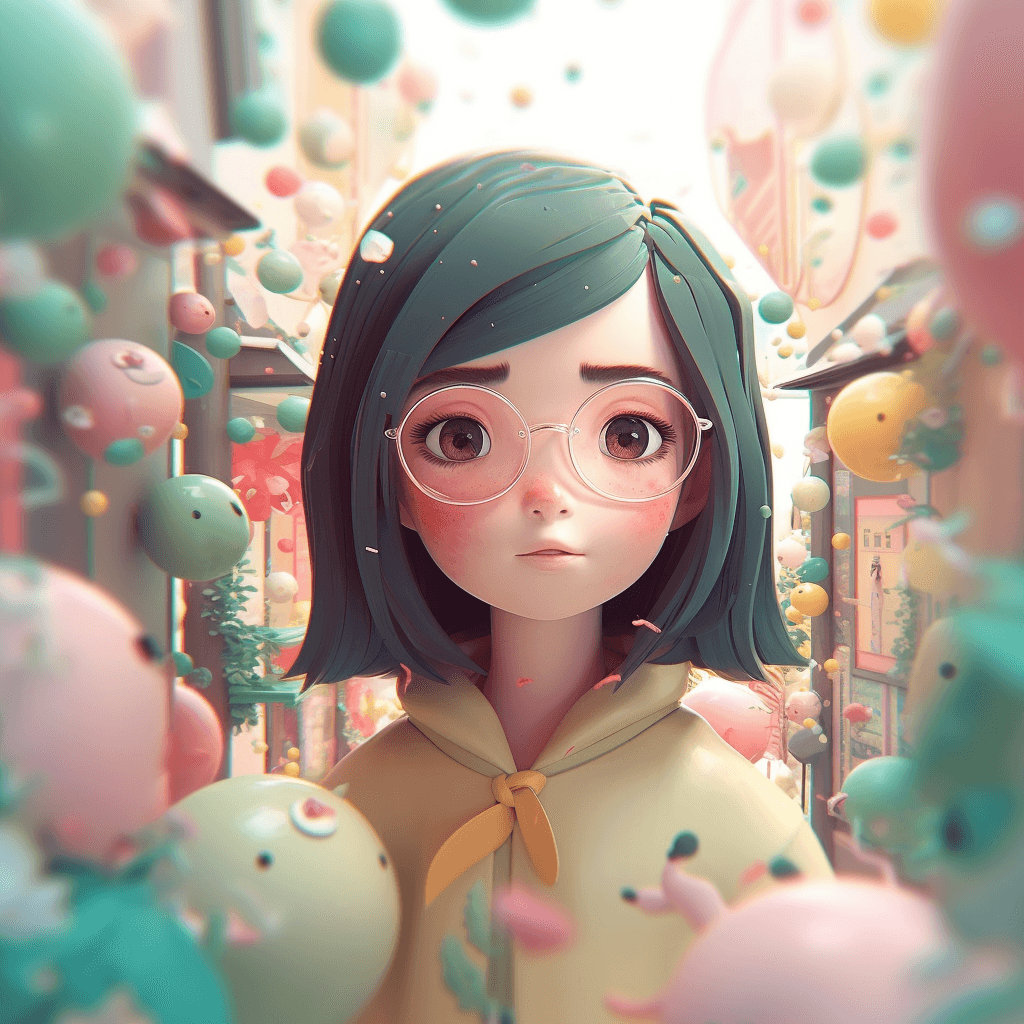 AI generated: Flat illustration, Cute girl, chinese idol, close up, 3D, Tiny cute, depth of field, Bokeh, Hyper de...
