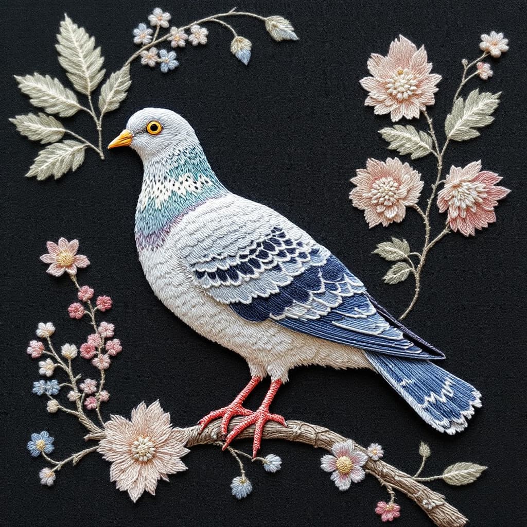 AI generated: motifs à broderie pigeon