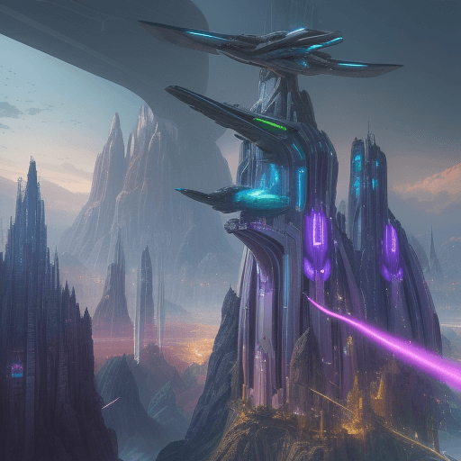 AI generated: fantasy, sci-fi, eine riesige stadt in der zukunft, farbenfroh, riesige moderne gebäude, viele flieg...