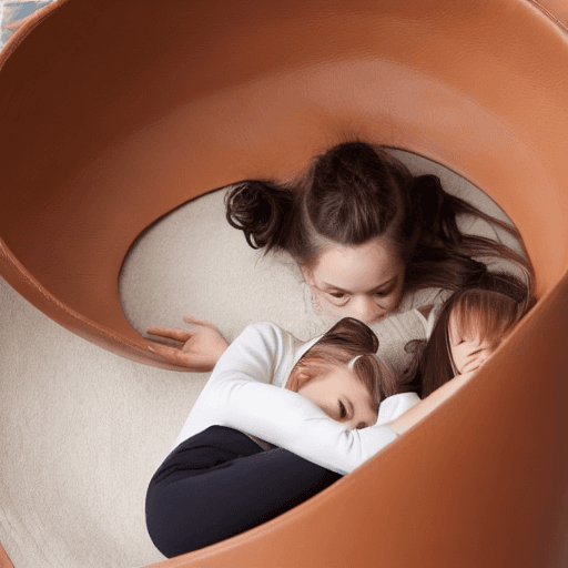 AI generated: 2girls in a cozy oval leather cell