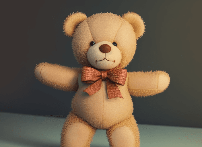 AI generated: Standing cute teddy bear with open arms


