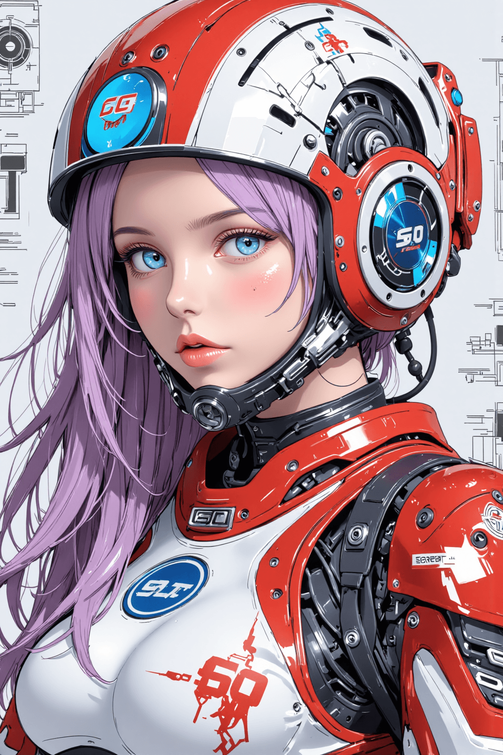 AI generated: Masterpiece digital painting in hyper-realistic sci-fi cyberpunk style, close-up portrait of a beaut...