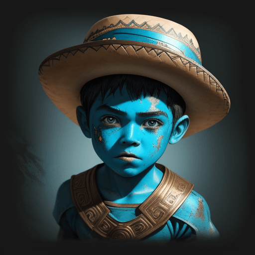 AI generated: a cartoon boy wearing a sombrero, in the style of detailed comic book art, dark cyan and bronze, sta...