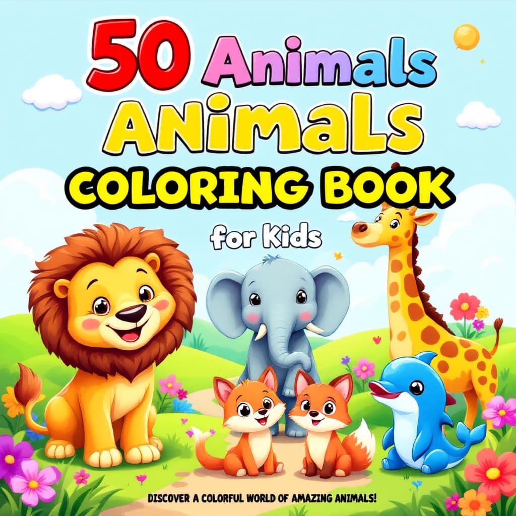 AI generated: A vibrant and engaging children's coloring book cover featuring a playful cartoon-style design. The ...
