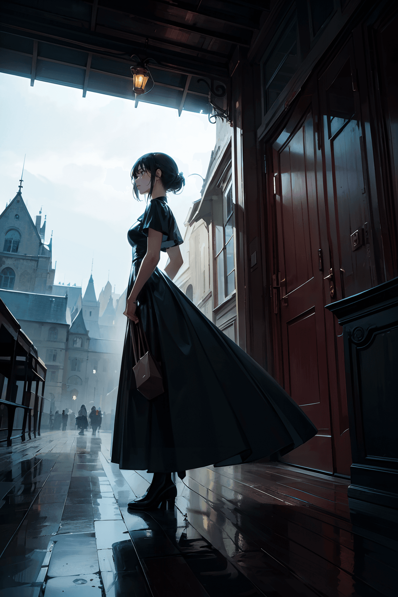 AI generated: (masterpiece, 4k quality, authentic:1.3), a gorgeous woman wearing a latex dress in house, (lanky:0....