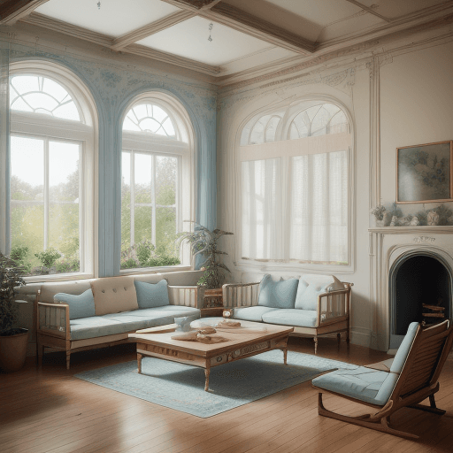 AI generated: High resolution photography interior design, dreamy sunken living room conversation pit, wooden floo...