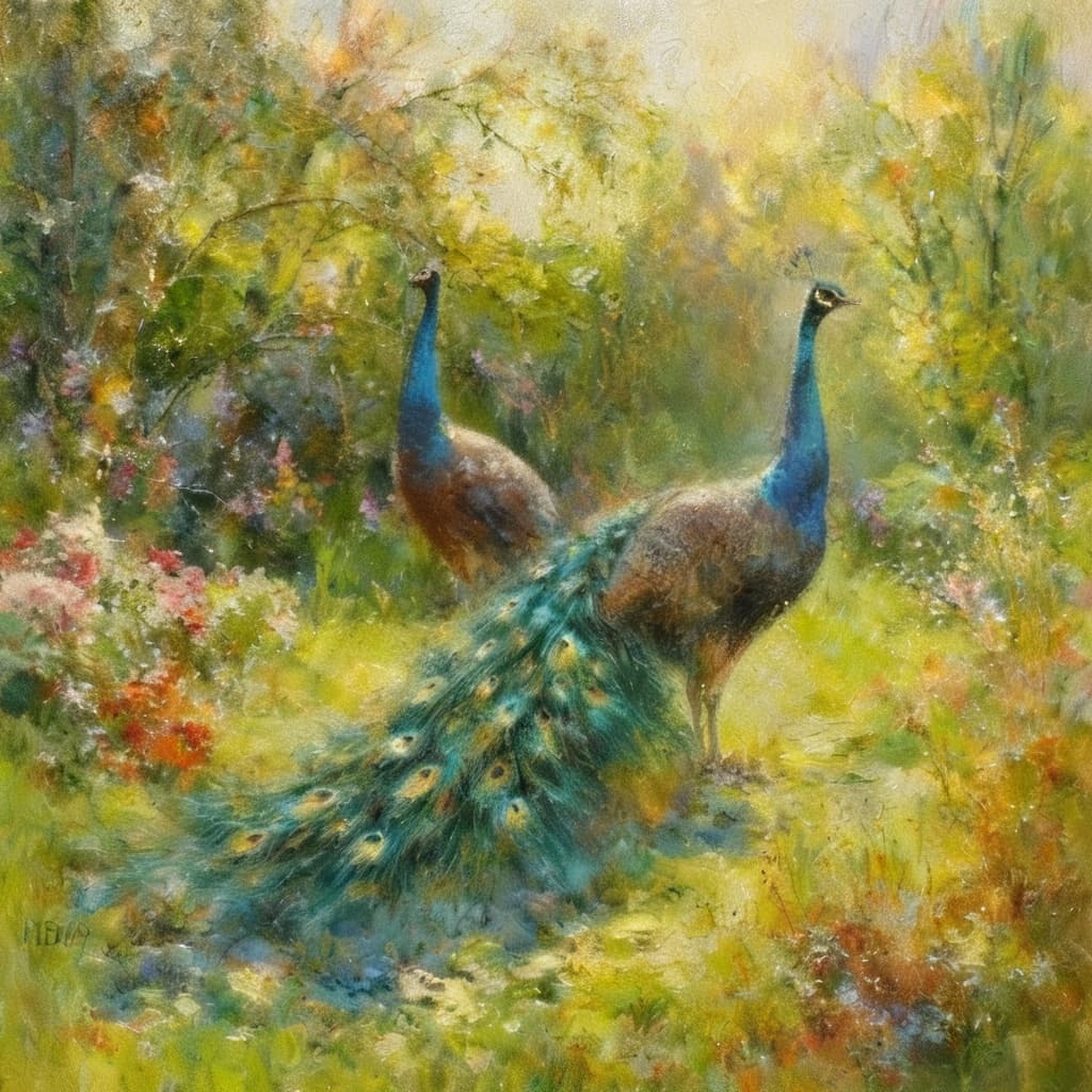 AI generated: Peacock in the garden.