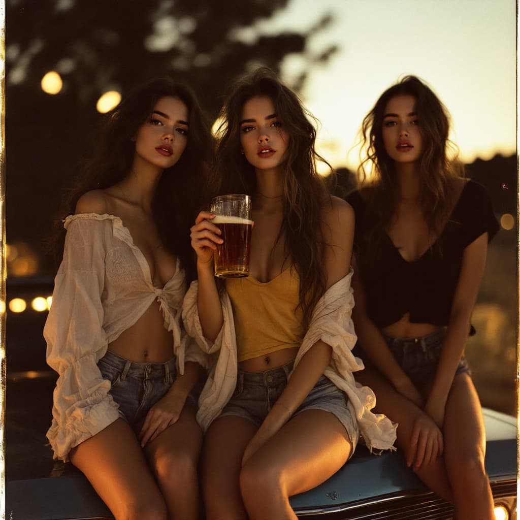AI generated: "A hyper-realistic, film-grained Polaroid photo of three irresistibly cute young Aphrodite standing ...