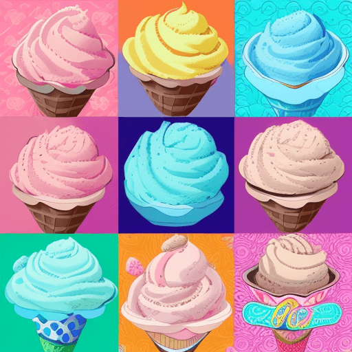 AI generated:  ice cream pattern, vibrant colours, in the style of digital vector art, 6 colours, highly detailed ...