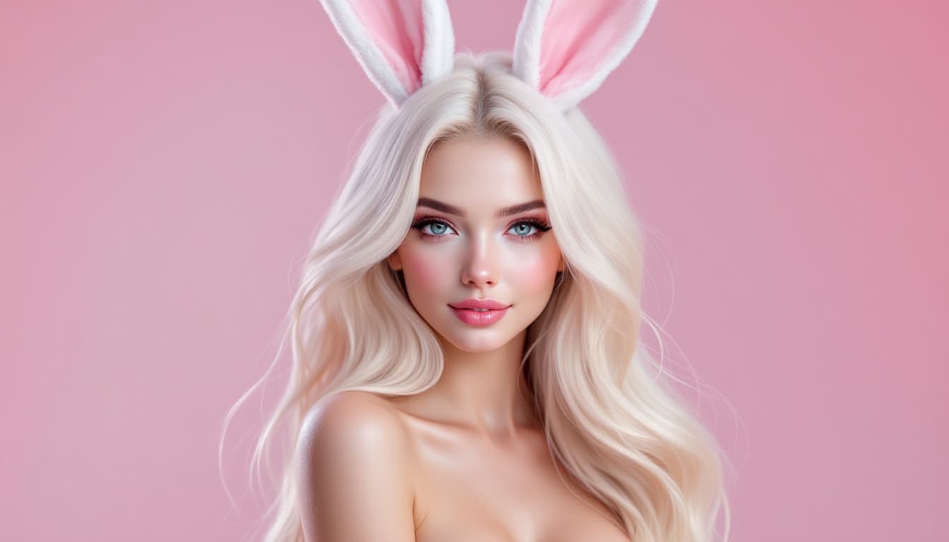 AI generated: Create an image of a captivating hybrid character with the playful innocence of a bunny and alluring...