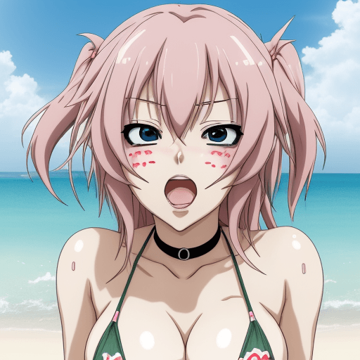 AI generated:  Girls anime characters doing an ahegao face while being in bikini