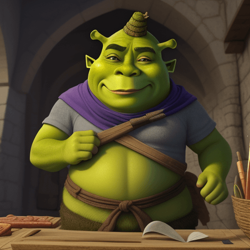 AI generated: urob mi obal na knihu shrek s lesom
