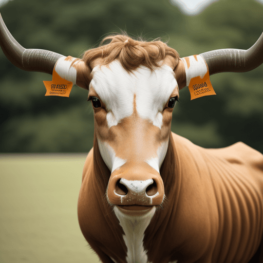 AI generated: photo of a Longhorn determined and facing the camera with the words commitment, effort, and teamwork...