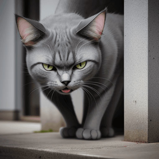 AI generated: grey angry cat  outside 