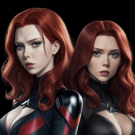 AI generated: Black widow and scarlet witch